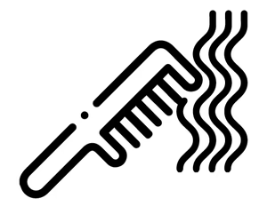 White tool icon on a black background
