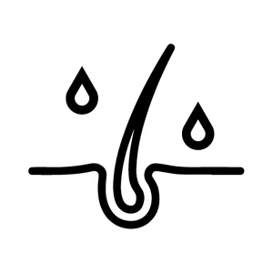 White raindrop icon on a black background