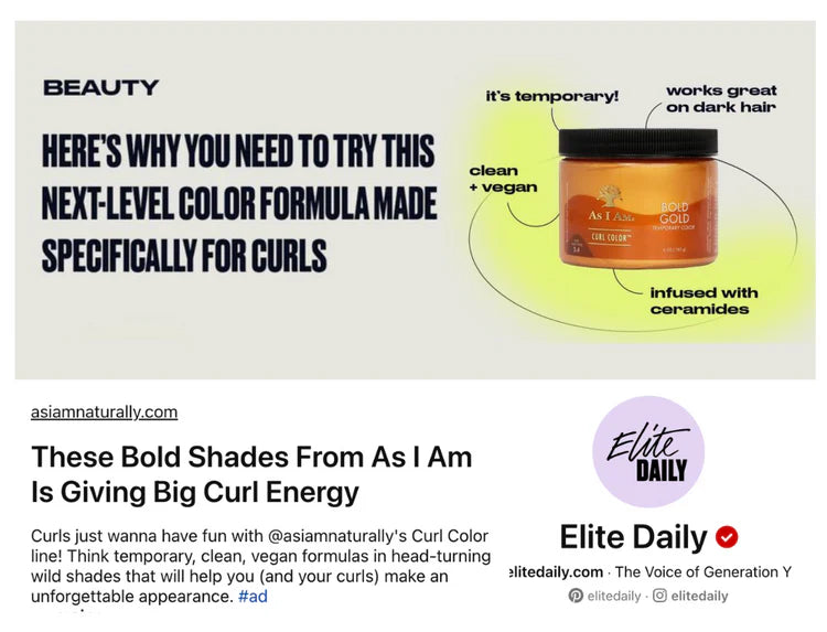 Advertisement for a hair color product with branding and text overlay on a light gray background