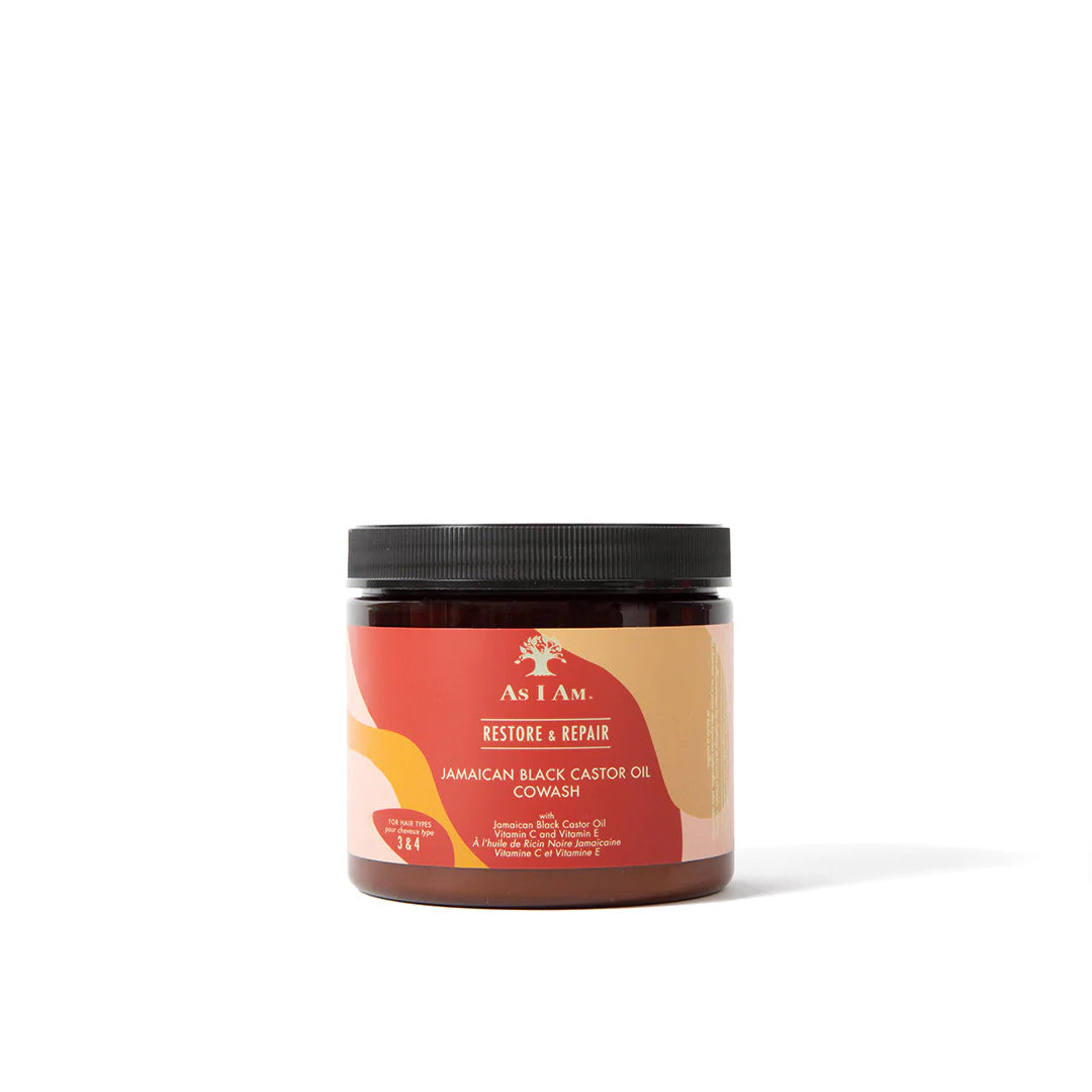 A jar of As I Am Jamaican Black Castor Oil Co-Wash against a white background.